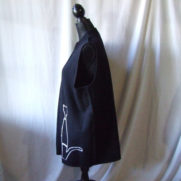 Penningtons sweater vest cute kitty cat black plus size wool maxi cardigan 1X - Picture 10 of 16